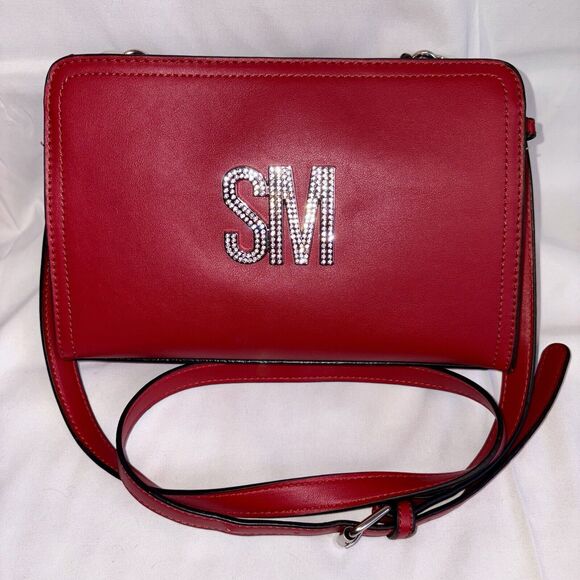 STEVE MADDEN BTilt 2 Crossbody Handbag Purse Red w/ Rhinestone SM Logo NWT - Picture 1 of 9